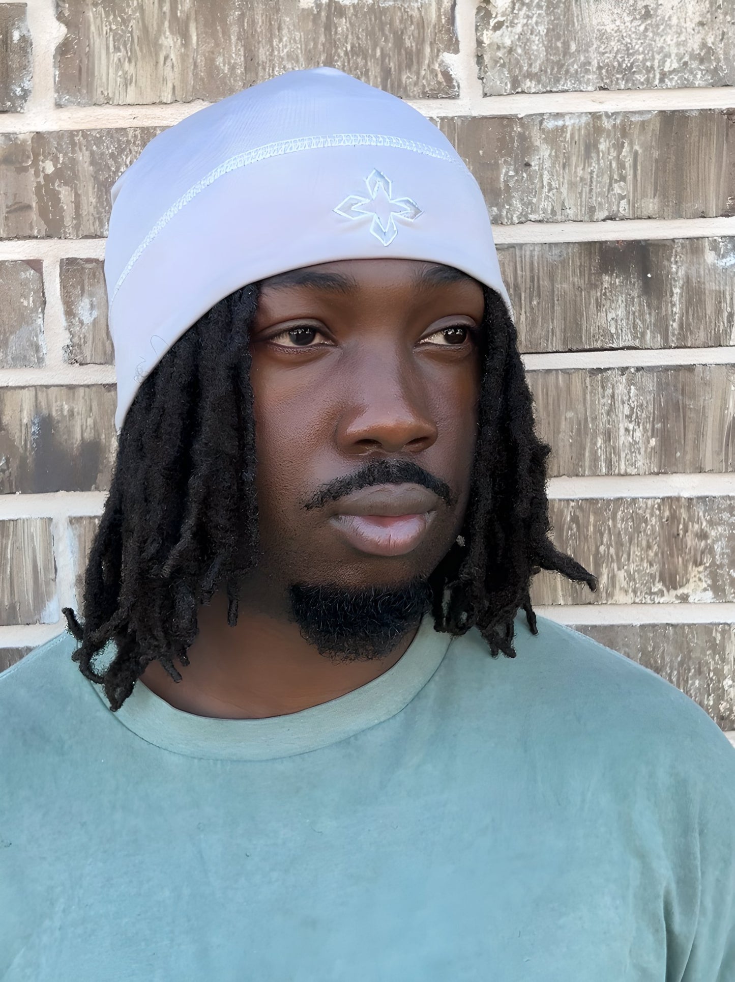 Vortenea Satin-Linen Skull Cap with Embroidered Cross