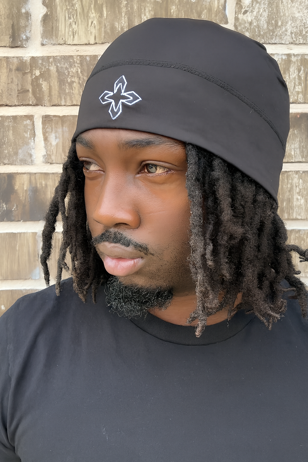 Vortenea Satin-Linen Skull Cap with Embroidered Cross