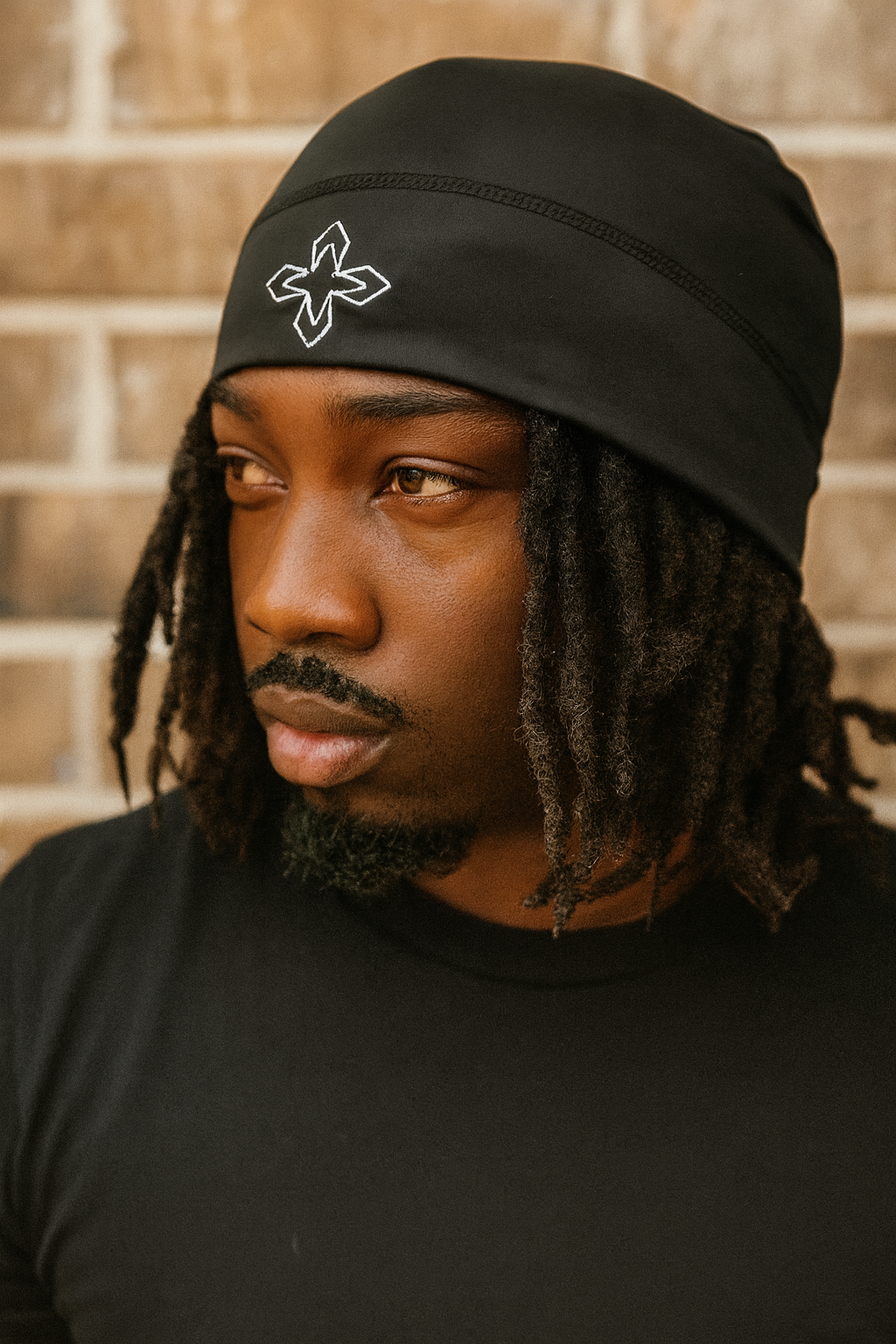 Vortenea Satin-Linen Skull Cap with Embroidered Cross